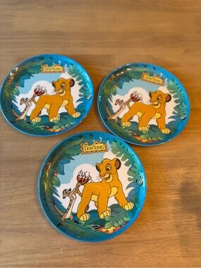 Vintage set of 3 Disney - Lion King -SIMBA - Melamine- Kids Plate 8"
